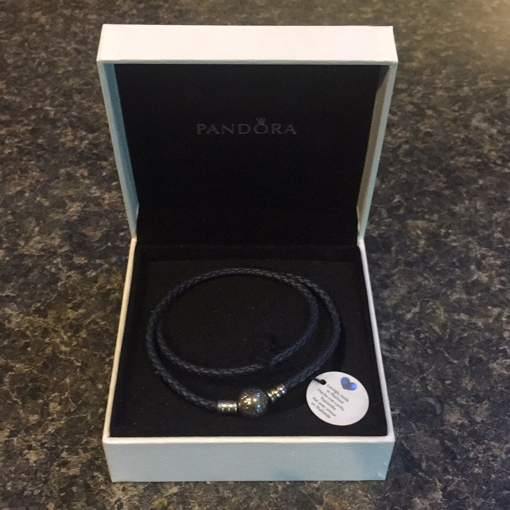 Pandora Double Wrap Bracelet black with box NWT